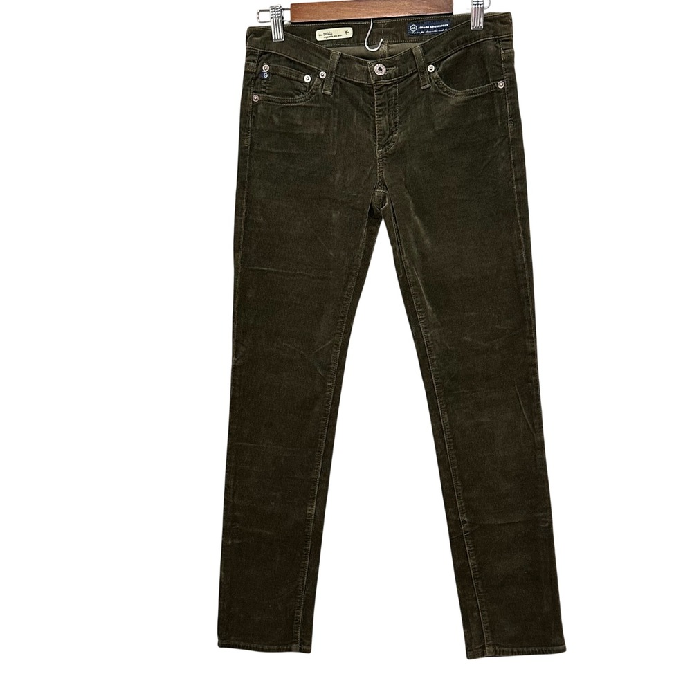 AG Stilt Cigarette‎ Leg Corduroy Pants Olive Green Slim Fit Women's 27